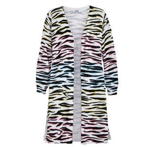 525 America Long Knit Sweater Duster Open Cardigan Animal Print Rainbow Neon NEW